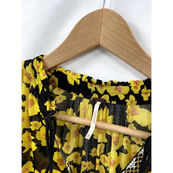 Free People yellow floral semi sheer tunic dress - Picture 3 of 6